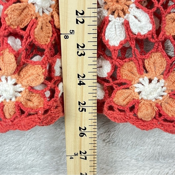 Vintage Y2K Crochet Daisy Knit Sweater Cardigan Button Medium - Picture 15 of 16